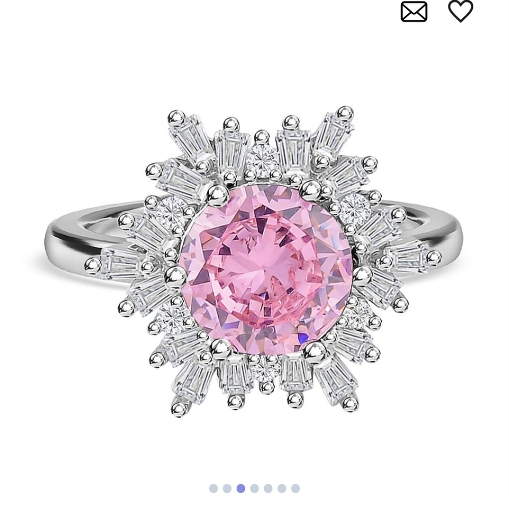 🆕Simulated Pink and White Diamond Ring (Size 8.0), Earrings & Pendant Necklace - Picture 3 of 7